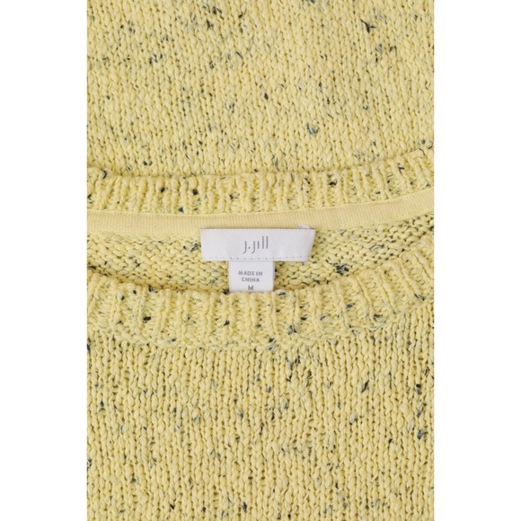 Sz M J.Jill Cotton Marled Flecked Yellow 3/4 Sleeve Knit Pullover GUC - Picture 4 of 4